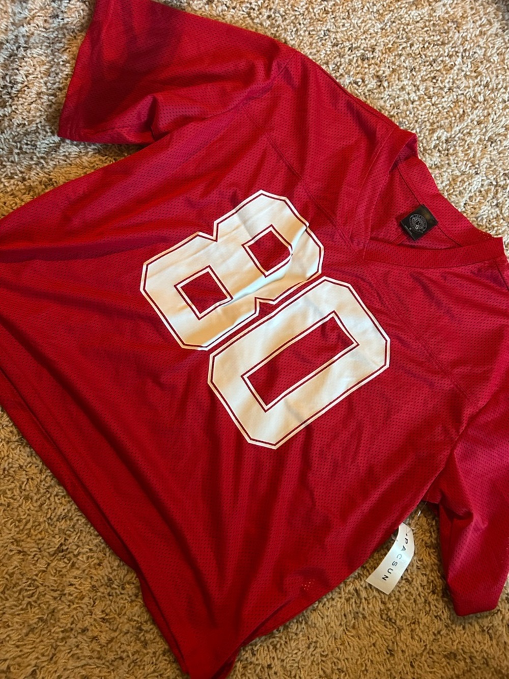 PacSun Red Mesh Athletic Jersey Top